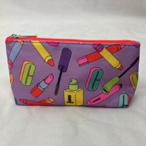 Clinique purple multicolored small cosmetics bag
